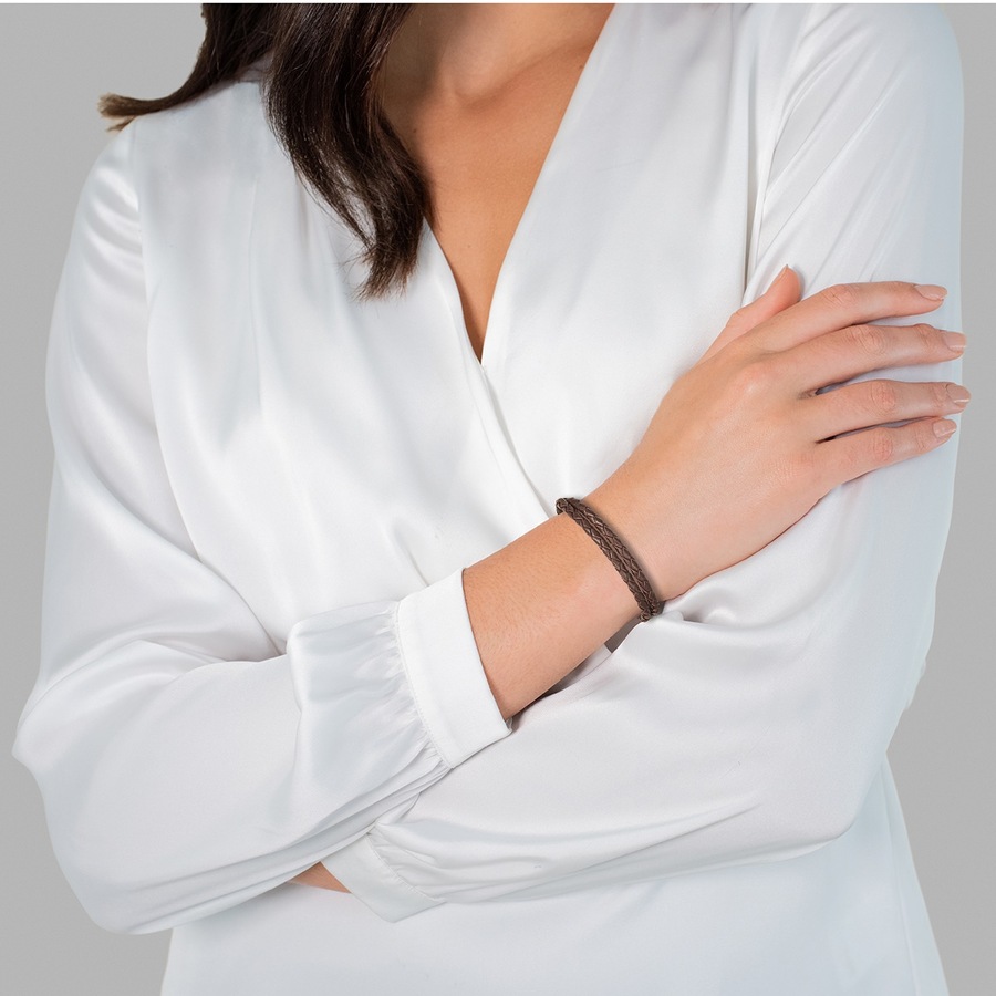 Rafaela Donata Ohrstecker Echtleder in Dunkelbraun 19 cm Damen