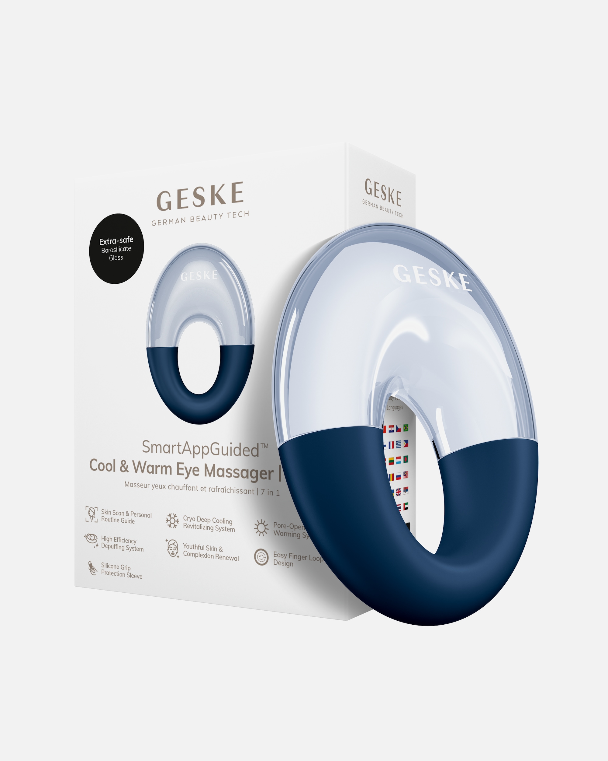Elektrisches Gesichtsmassagegerät für Unisex GESKE GESKE SmartAppGuided™ Cool & Warm Eye Massager | 7 in 1 | Massagegerät Midnight