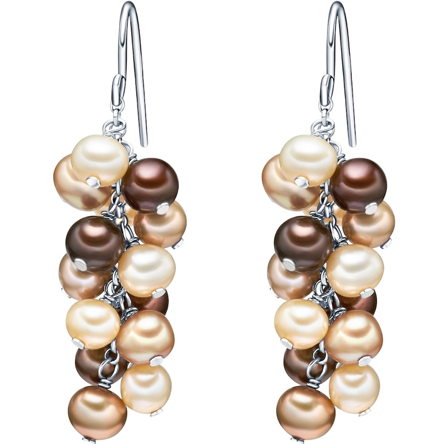 Valero Pearls Ohrhänger Sterling Silber Süßwasser-Zuchtperlen gelb braun dunkelbraun Wasserfalloptik 44,4 mm Damen