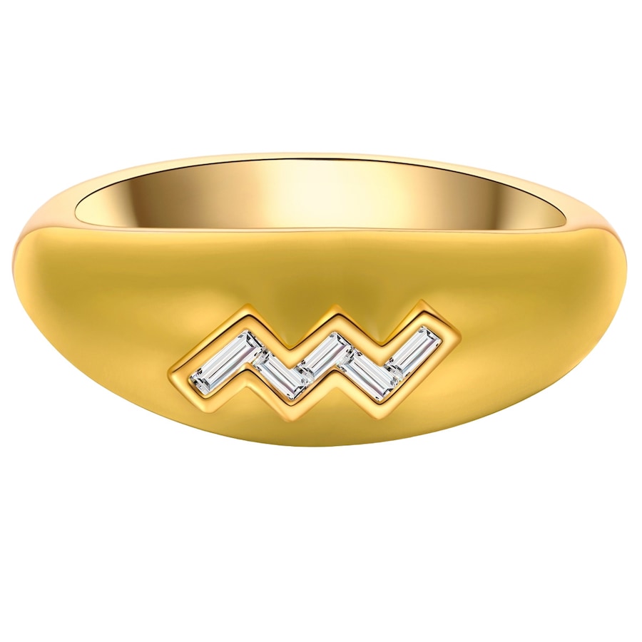 Glanzstücke München Ring Sternzeichen Wassermann aus Sterling Silber in Gelbgold mit Zirkonia 60 Damen