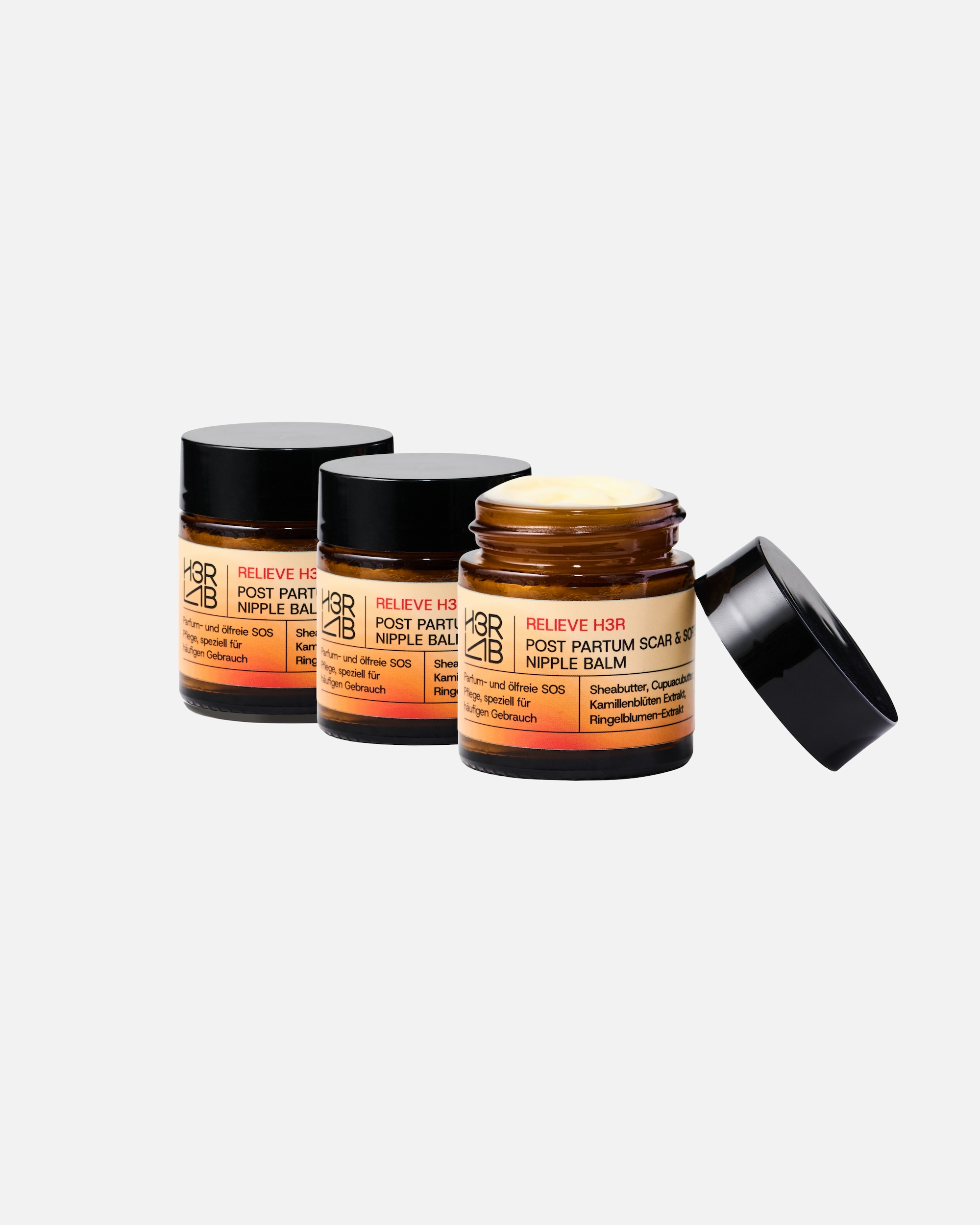 Balsam für Weiblich H3R LAB Default Brand Line Post Partum Narben- & SOS Brustwarzensalbe – Shea Butter, Cupuaçu & Calendula Post Partum 3er Set mit 20% Preisvorteil