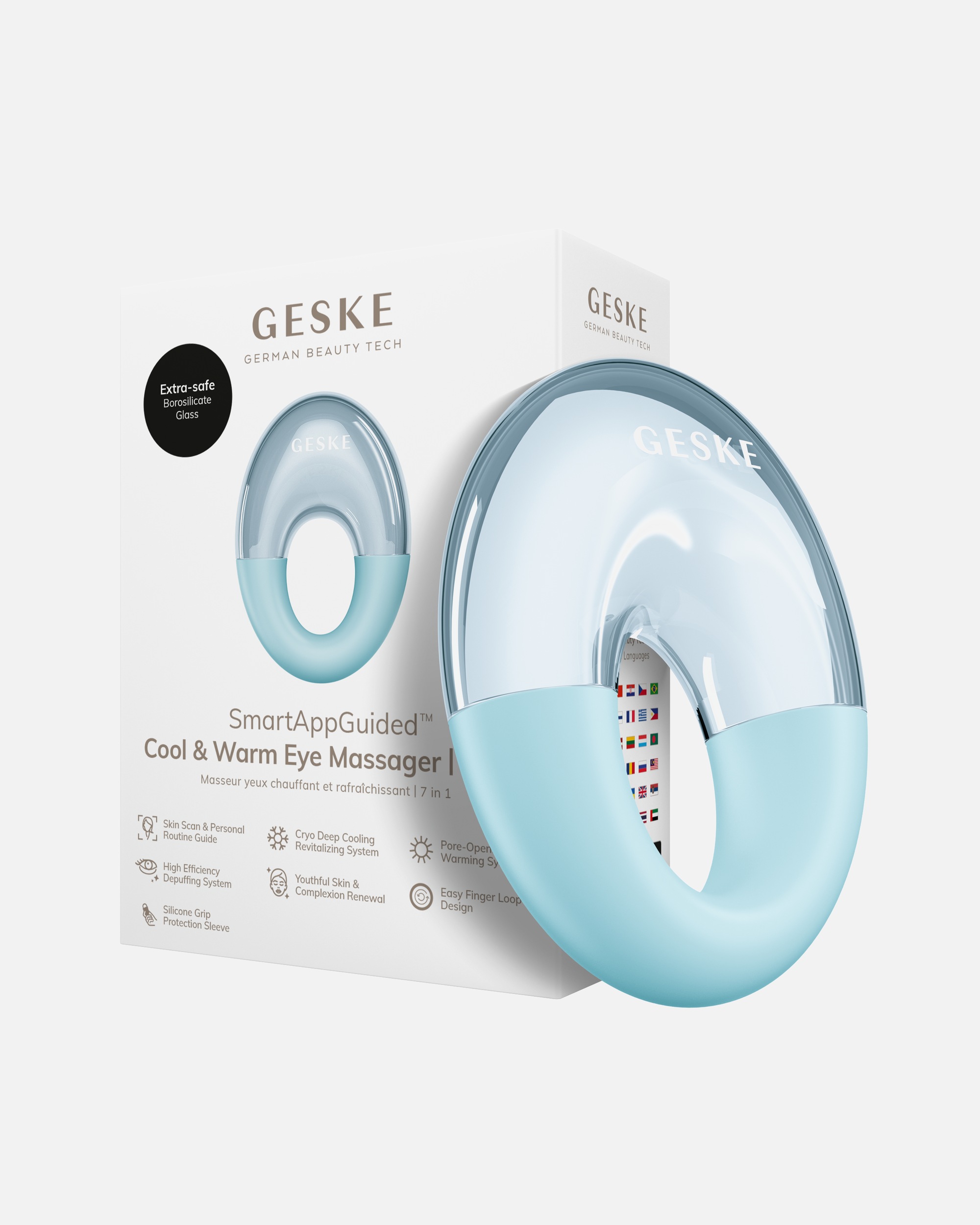 Elektrisches Gesichtsmassagegerät für Unisex GESKE GESKE SmartAppGuided™ Cool & Warm Eye Massager | 7 in 1 | Massagegerät Turquoise