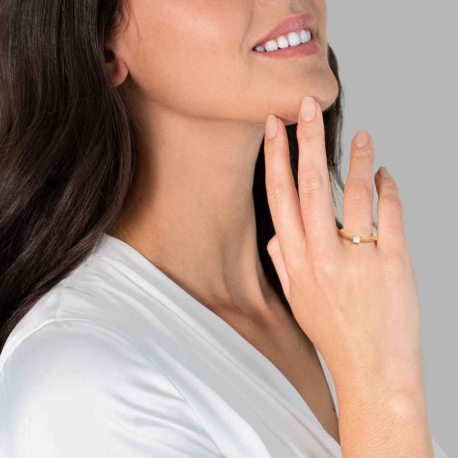 Glanzstücke München Ring Sterling Silber Mondstein in Gelbgold 48 Damen