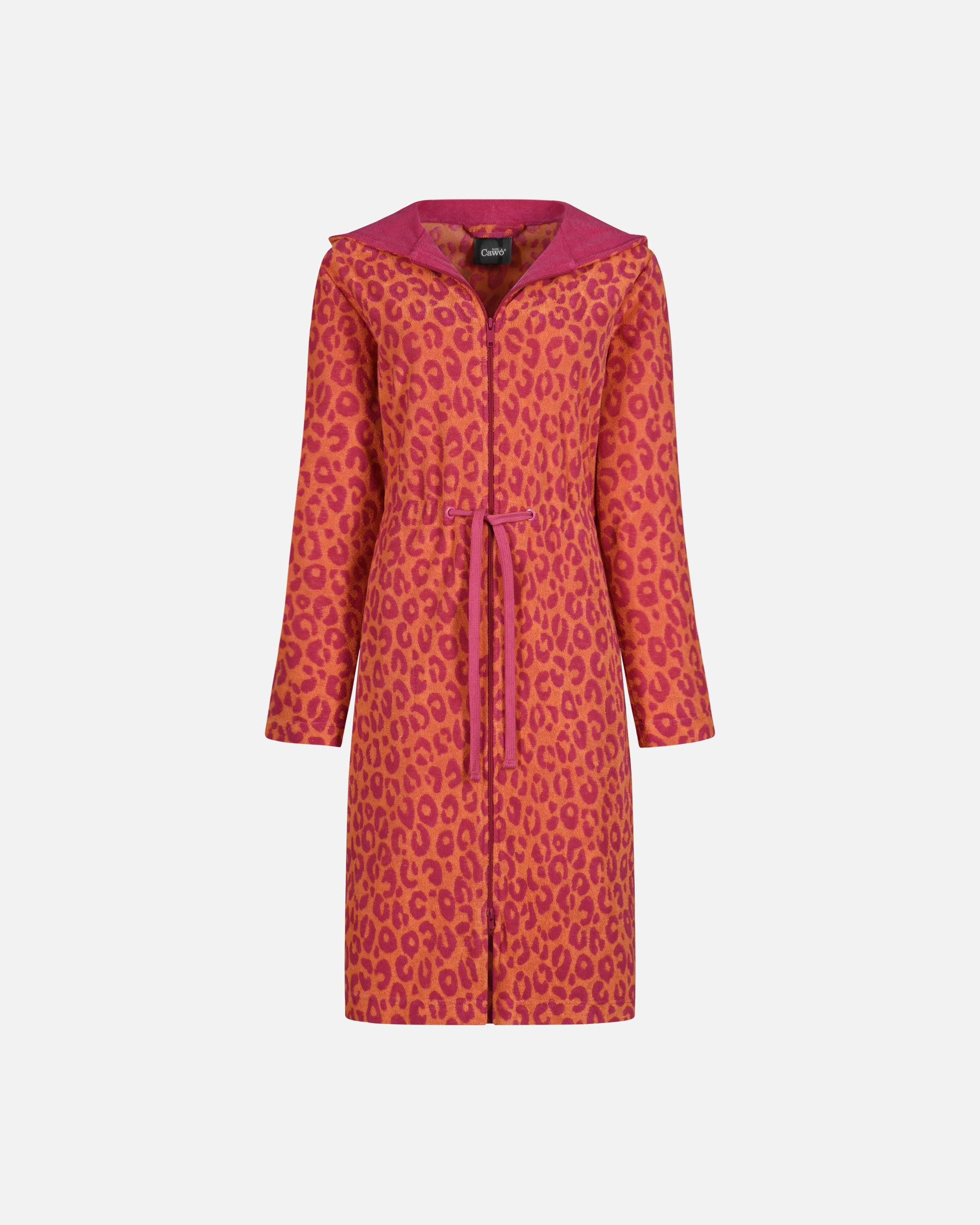Bademantel für Unisex Cawö Cawö Bademäntel Damen Kurzmantel mit Kapuze Two-Tone Leo 851 pink - 23 XL