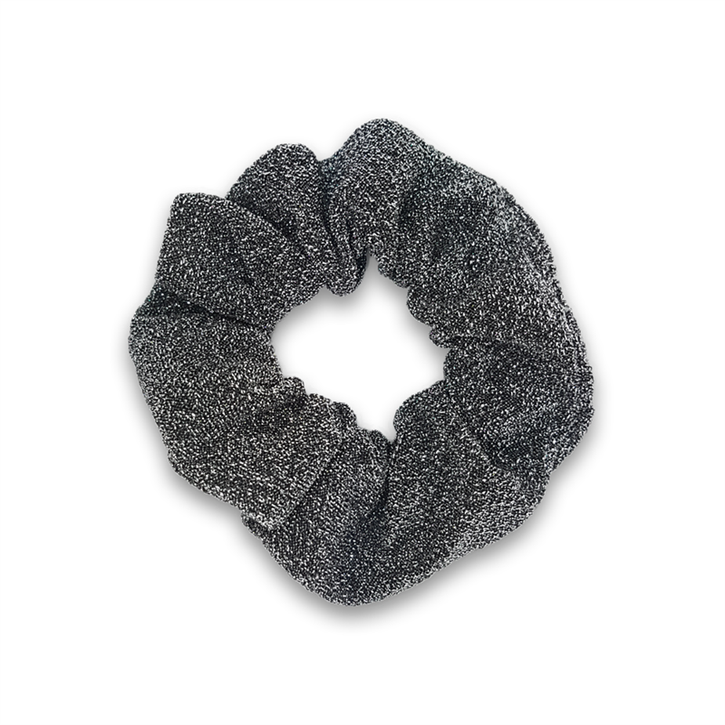 SOHO Glitter Scrunchie Silver Schwarz Damen