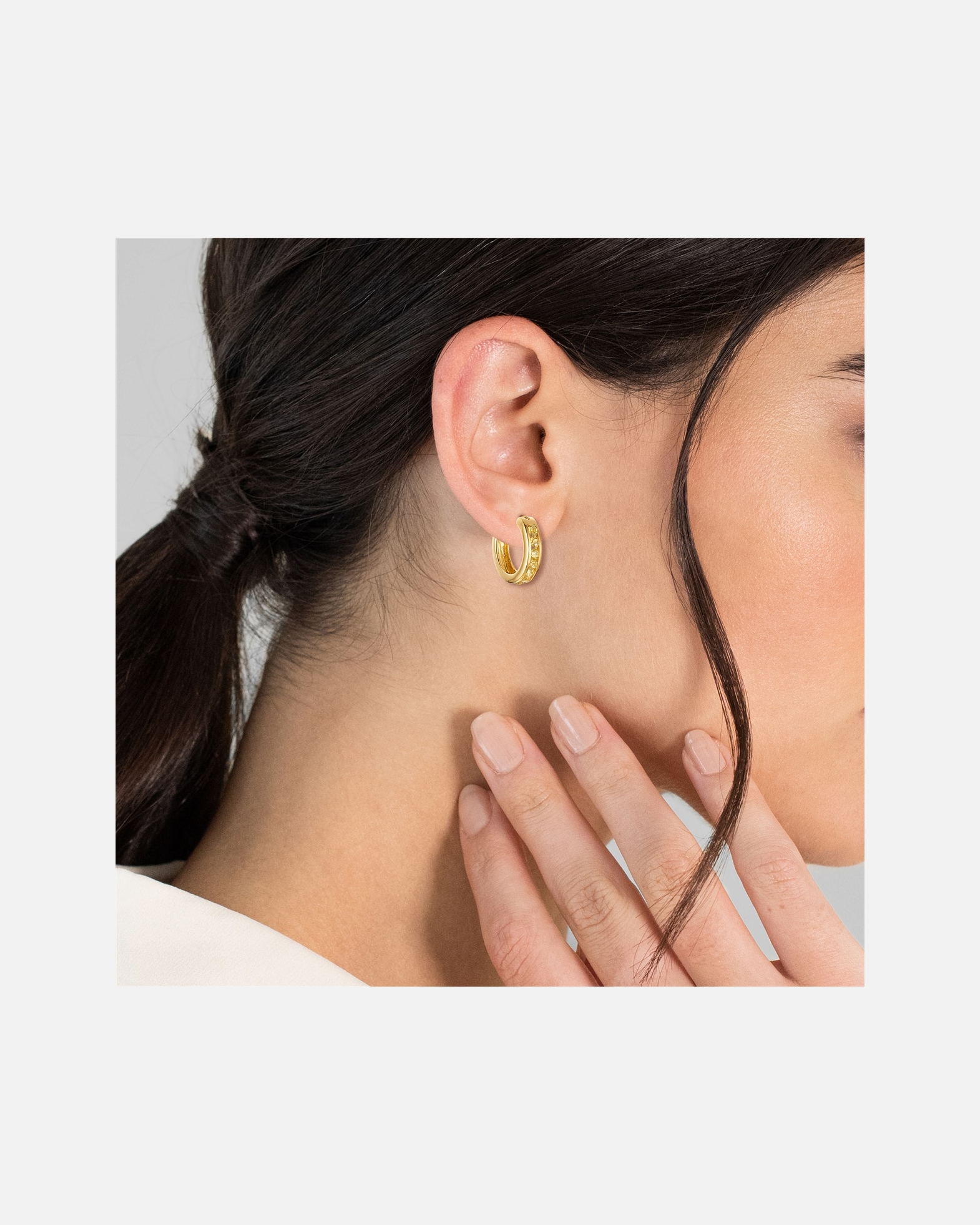 Creolen für Weiblich Rafaela Donata Ohrringe Sterling Silber Citrin in Gelbgold Yellow