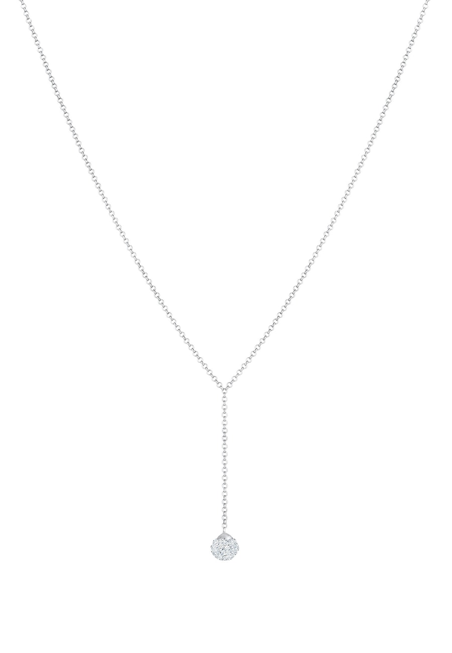 Elli Y-Kette Kugel 925 Silber, mit Kristallen von Swarovski silberfarben Damen