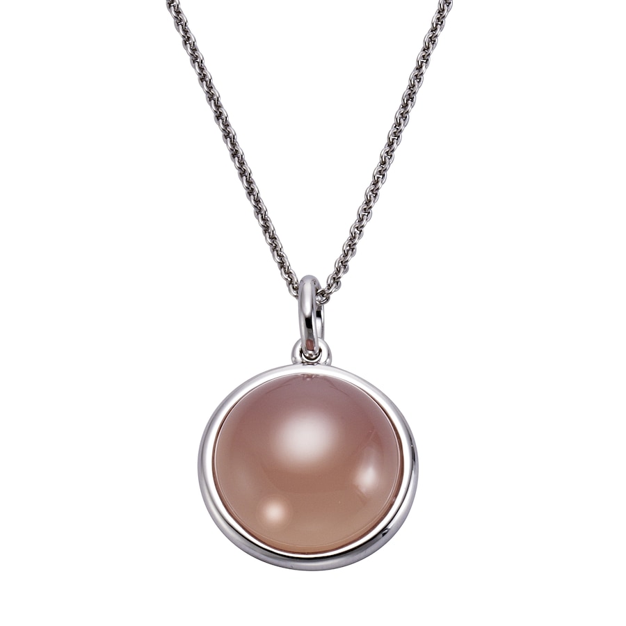 Jamelli Anhänger mit Kette 925/- Sterling Silber Rosenquarz rosa 45cm Damen