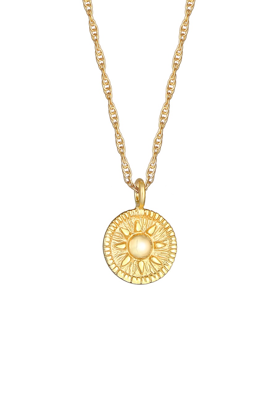 Elli Kordelkette Coin Rund Sonne Antik 925er Silber 42 Damen