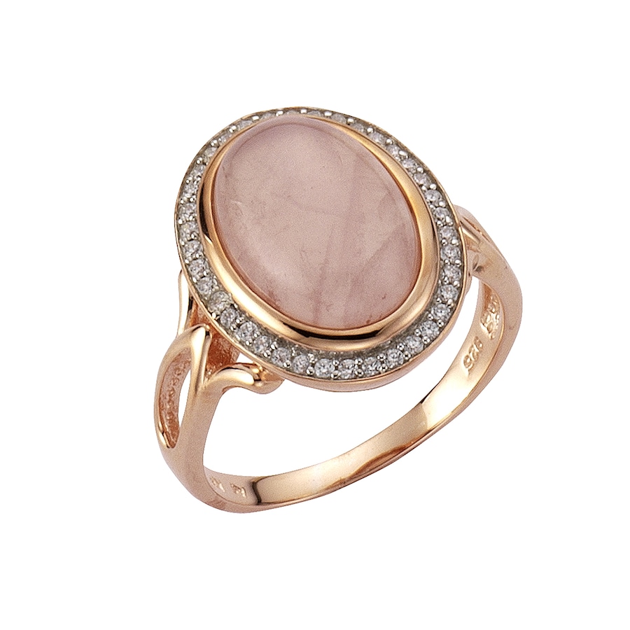 Zeeme Ring 925/- Sterling Silber Rosenquarz rosa 060 (19,1) Damen