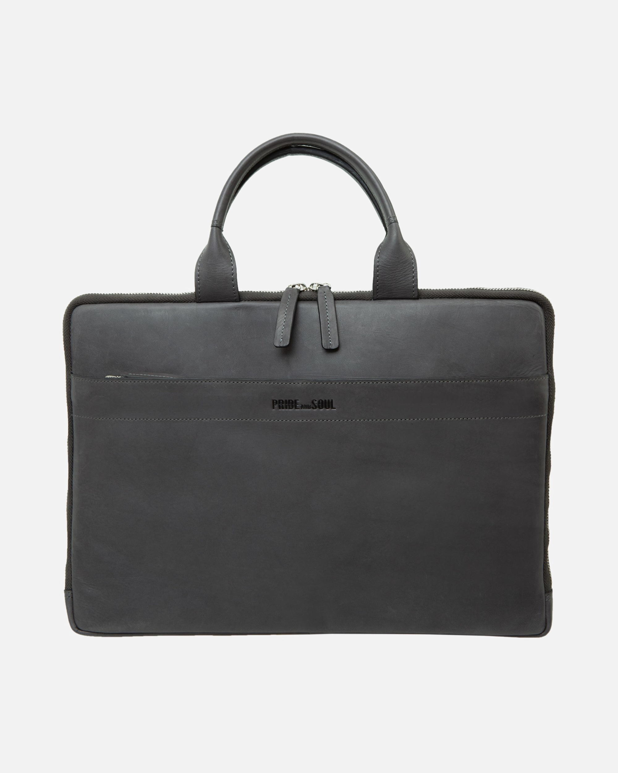 Laptoptasche für Männlich Pride and Soul Rate Aktentasche Leder 39 cm Laptopfach grau