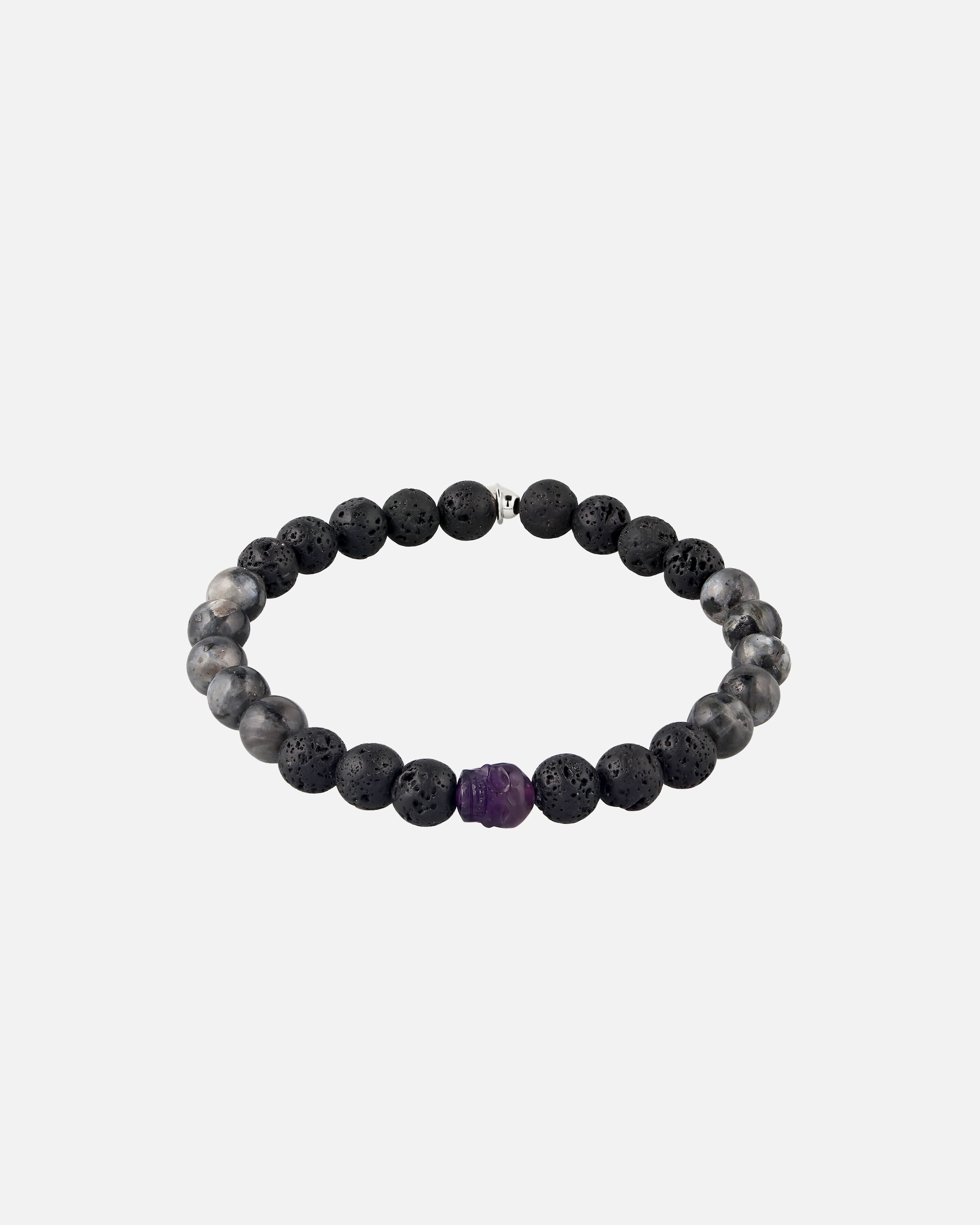 Armband für Männlich KUZZOI Lavakite Amethyst Lava Stones Schwarz 925 Sterling Silber 19