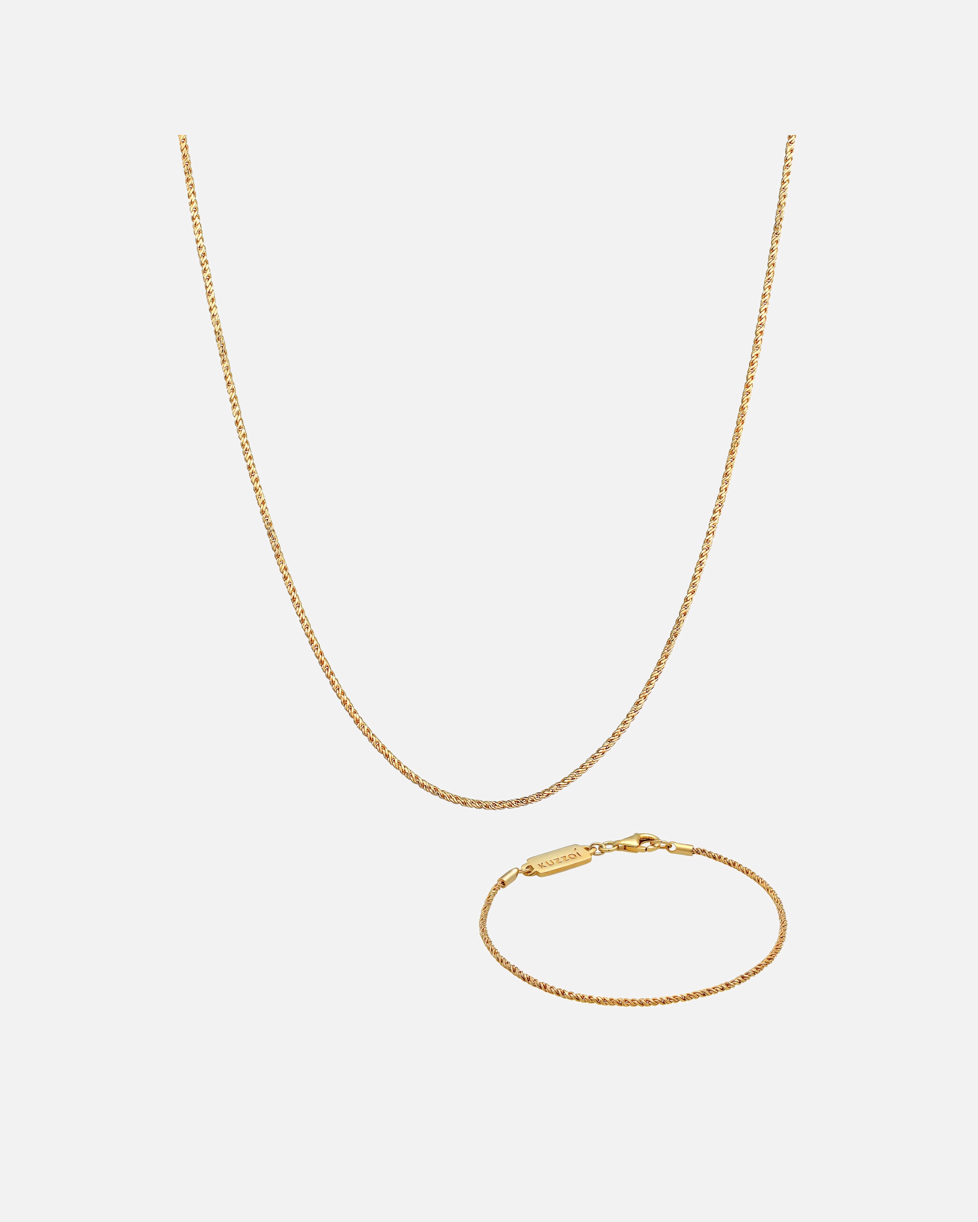 Schmuckset für Männlich KUZZOI Kette Armband Kordel Basic 925 Silber golfarben