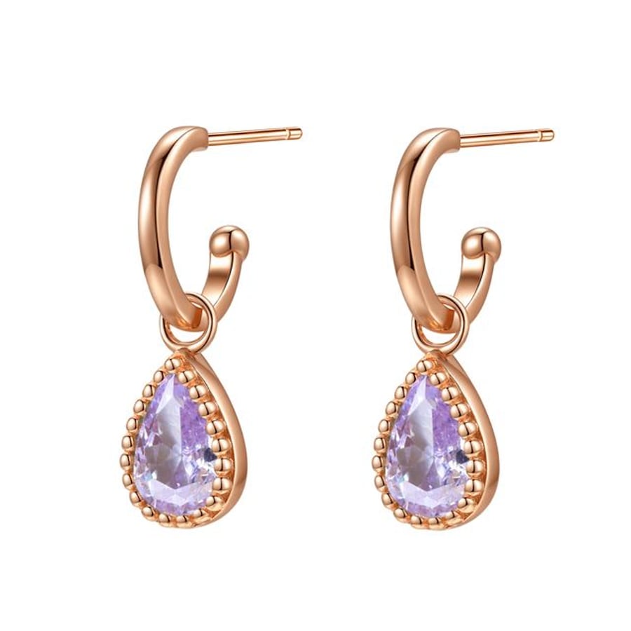 Hey Happiness Juni Geburtsstein Creolen aus 925 Sterlingsilber Rosegold Nude Damen