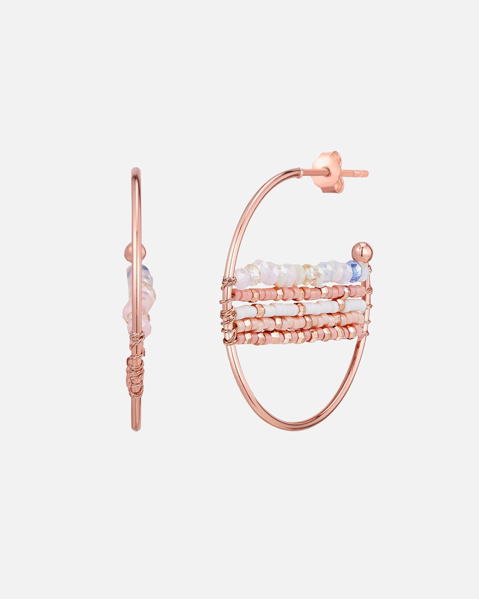 Creolen für Weiblich Yokoamii Creolen aus Messing in Roségold mit Glas 35,6 mm