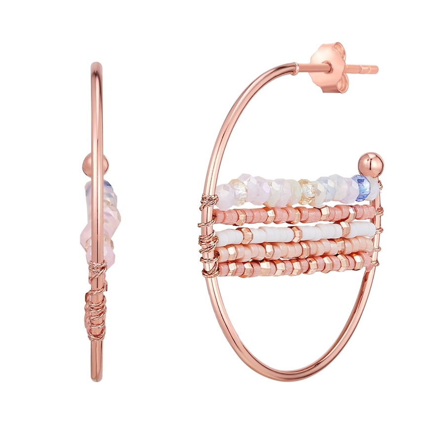 Yokoamii Creolen aus Messing in Roségold mit Glas 35,6 mm Damen