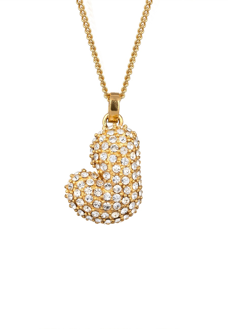 Elli Buchstabe J Weiß 925 Sterling Silber vergoldet, mit Kristallen von Swarovski 45 Damen