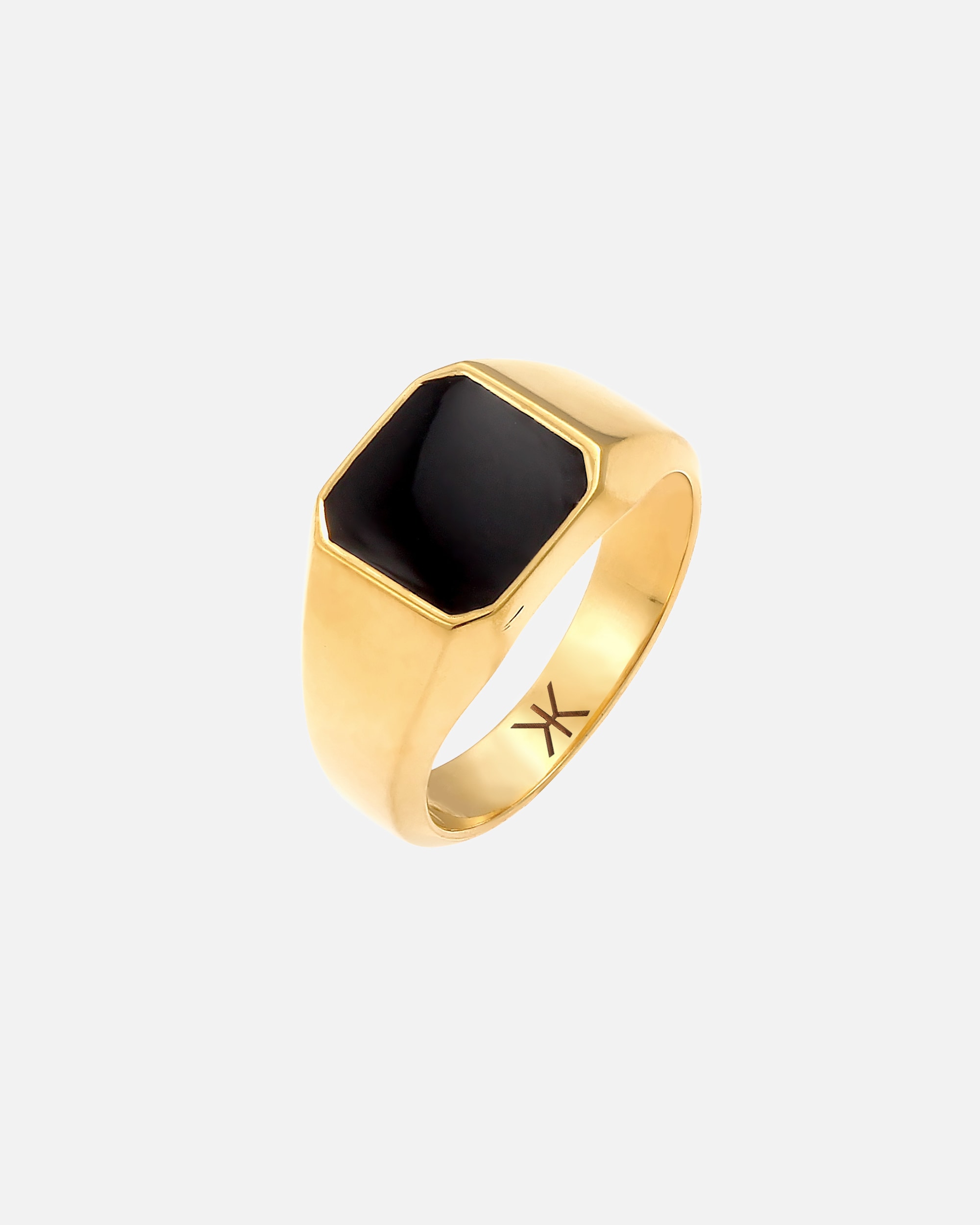 Ring für Männlich KUZZOI Herren Siegelring Emaille Schwarz Basic 925 Silber 54
