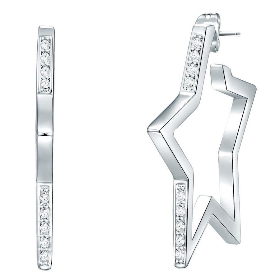 Lulu & Jane Ohrstecker Stern Metall-Legierung verziert mit Kristallen von Swarovski in Silber 39,3 mm Damen