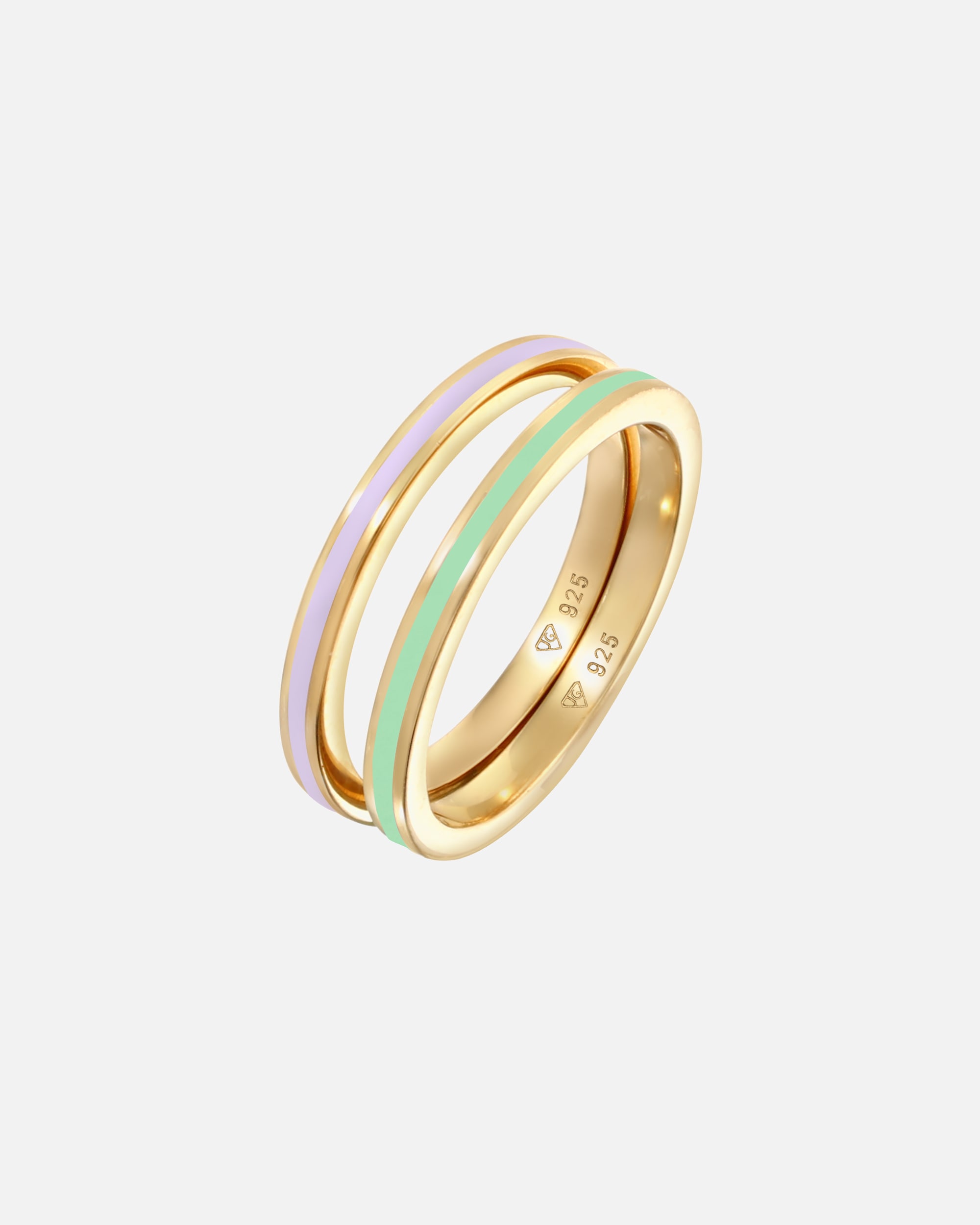 Ring für Weiblich Elli Bandring Basic Emaille 2er Set 925 Silber 54