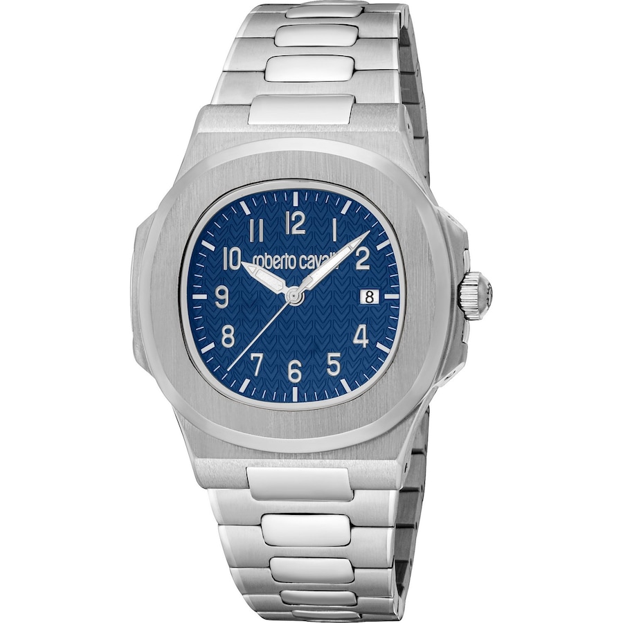 Roberto Cavalli Herrenuhr Edelstahl dunkelblau, silber Herren
