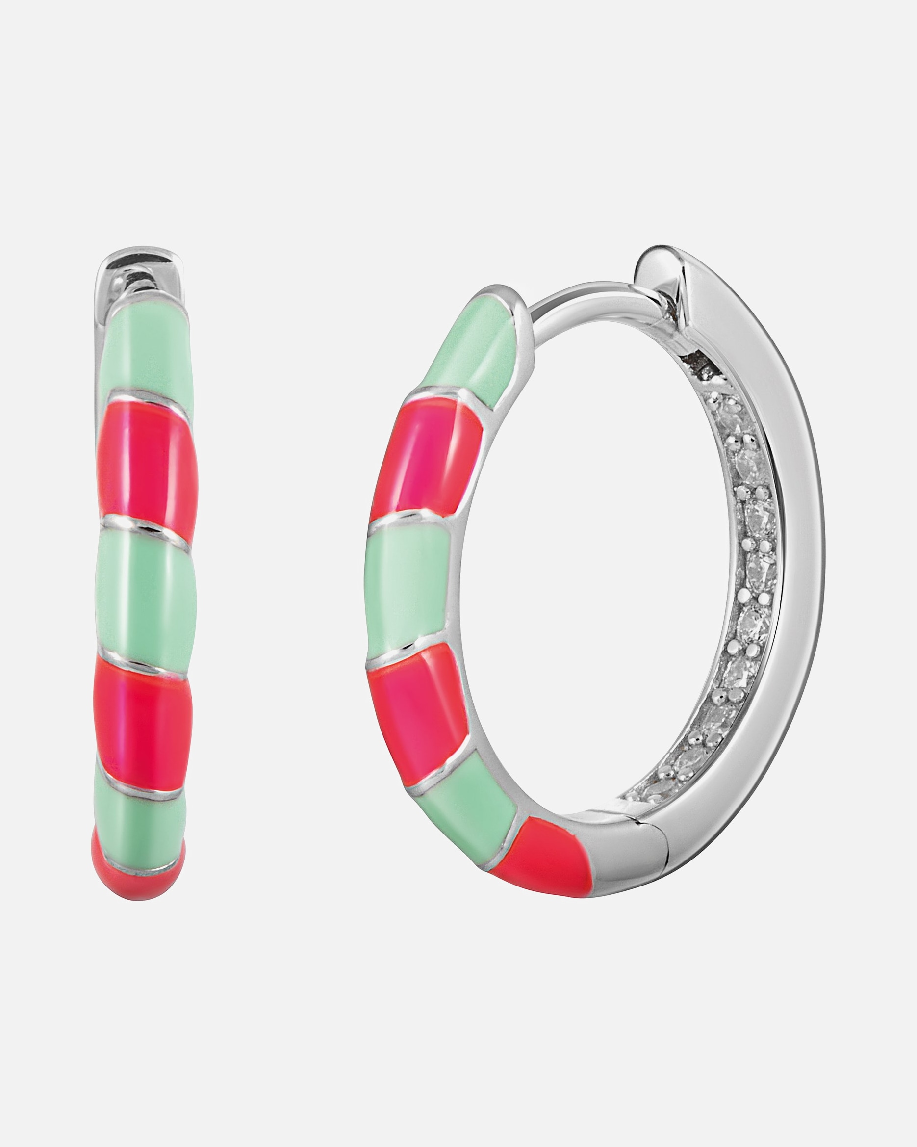 Ohrringe für Weiblich caï Creolen 925er Silber, Emaille silber