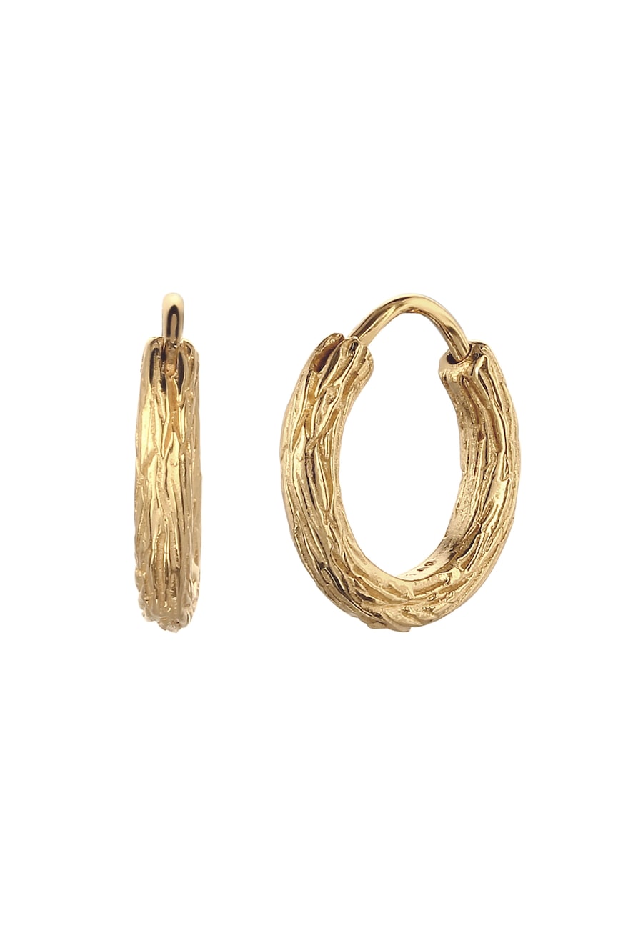 KUZZOI Creolen Strukturiert 925 Sterling Silber goldfarben Herren