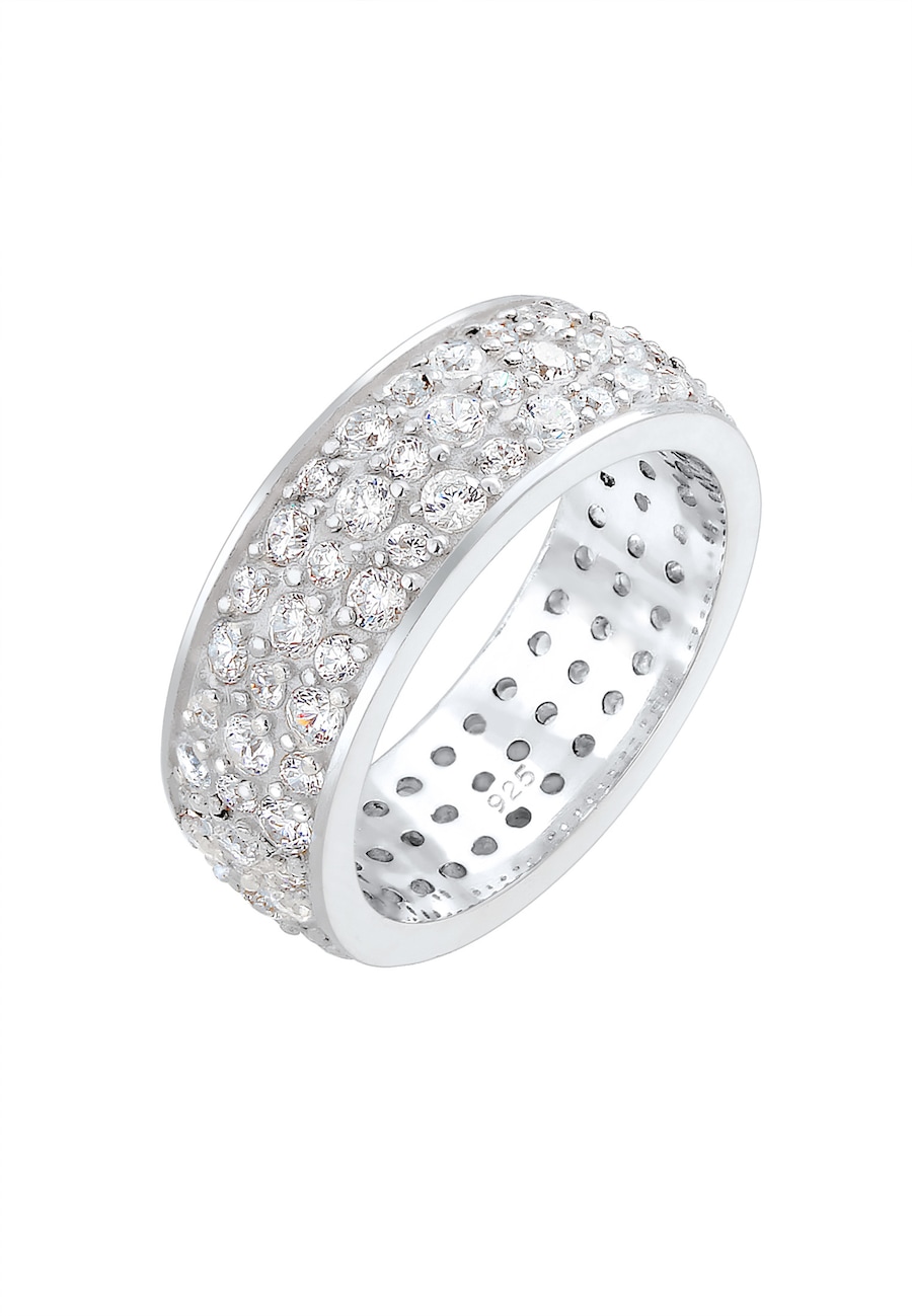 Elli PREMIUM Bandring Microsetting Zirkonia Kristall 925 Silber 54 Damen