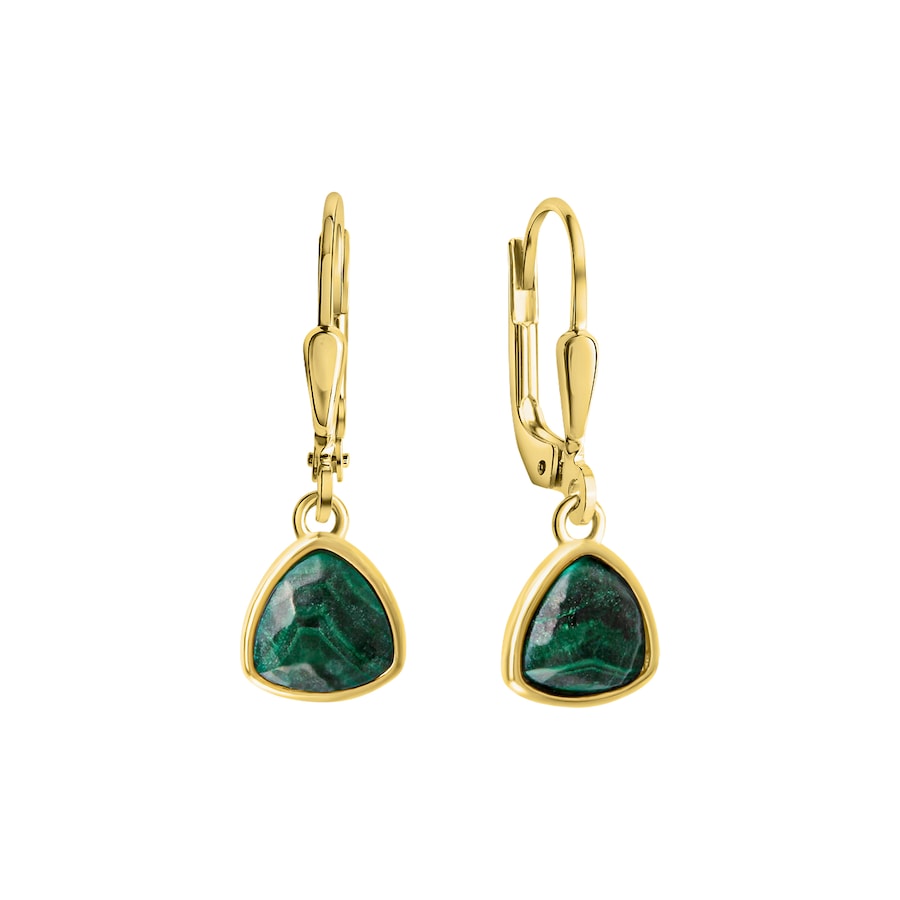 Celesta Ohrhänger 925/- Sterling Silber Malachit grün gelb vergoldet Damen