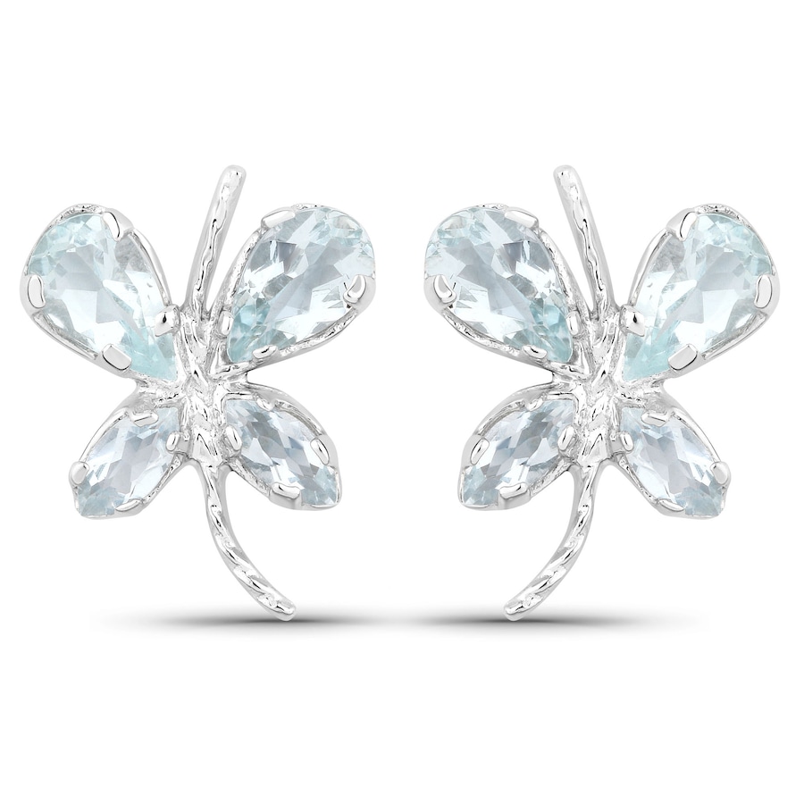 Vira Jewels Ohrringe 925/- Sterling Silber Aquamarine hellblau 1 ct. weiß Damen