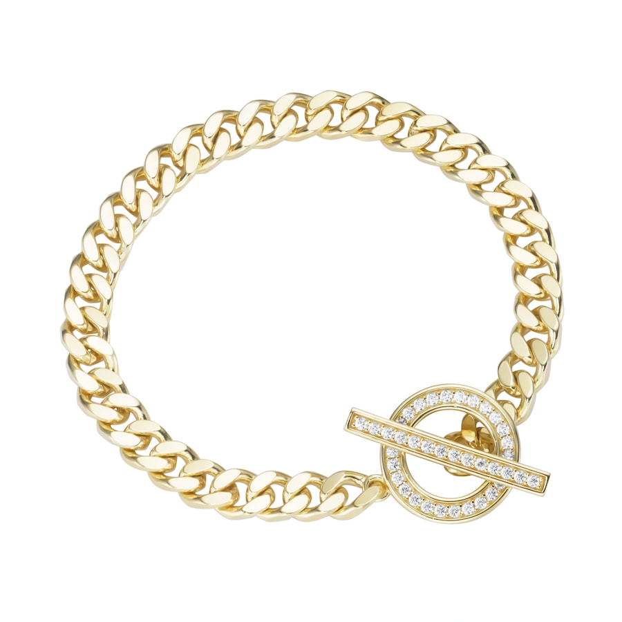 Giorgio Martello Milano Armband Panzerkette, Schließe mit Zirkonia, Silber 925 Gold Damen