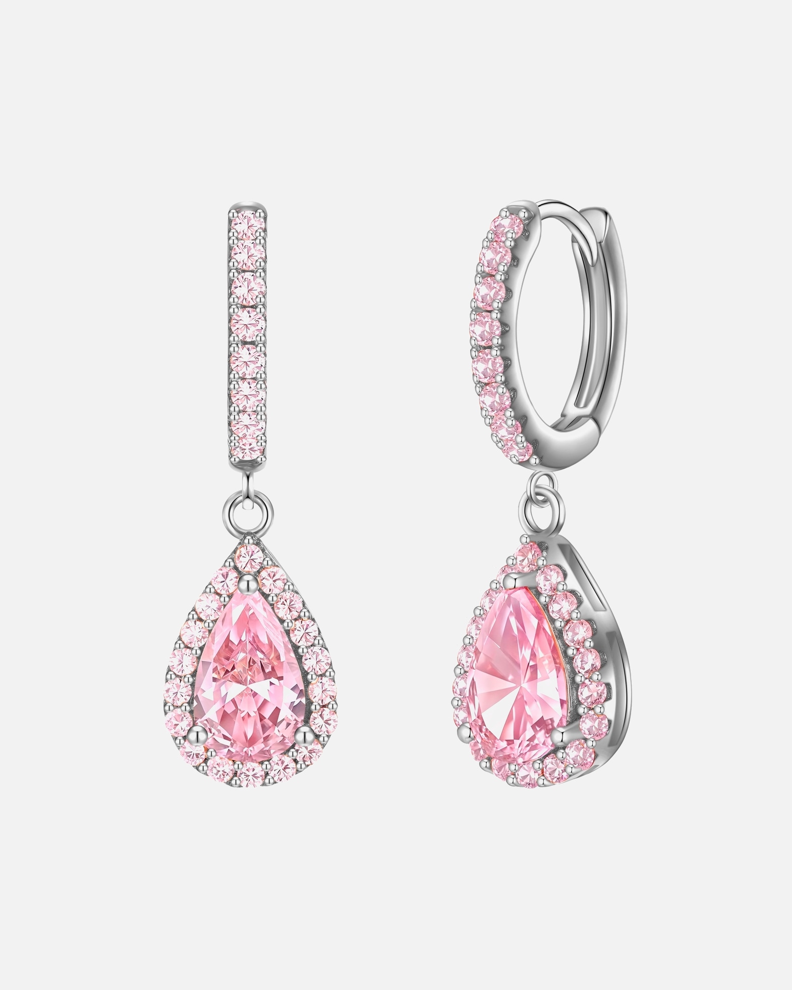 Ohrringe für Weiblich Glanzstücke München Creolen Sterling Silber Zirkonia pink 26,5 mm