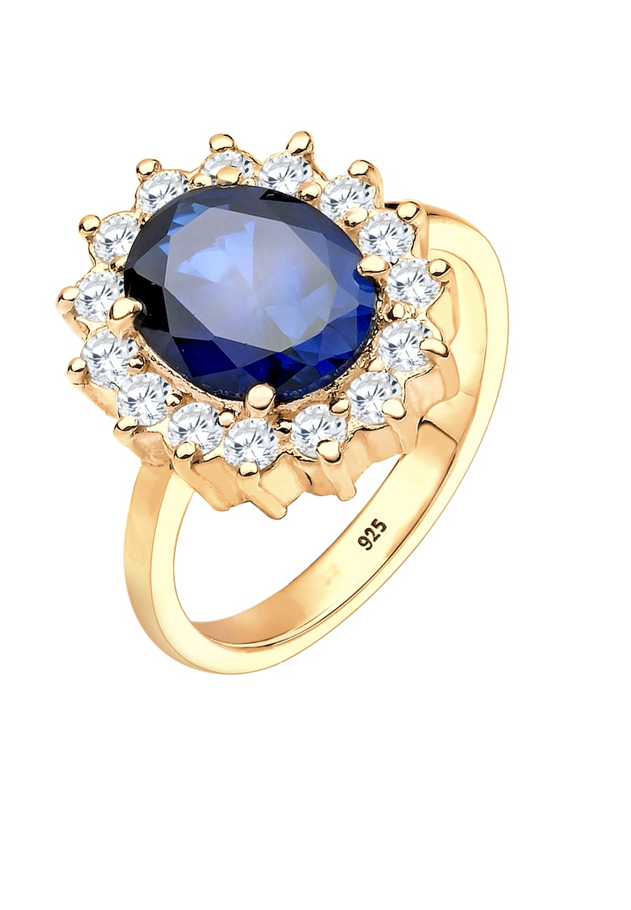 Elli Cocktailring Saphirblau Royal Zirkonia 925 Silber 52 Damen