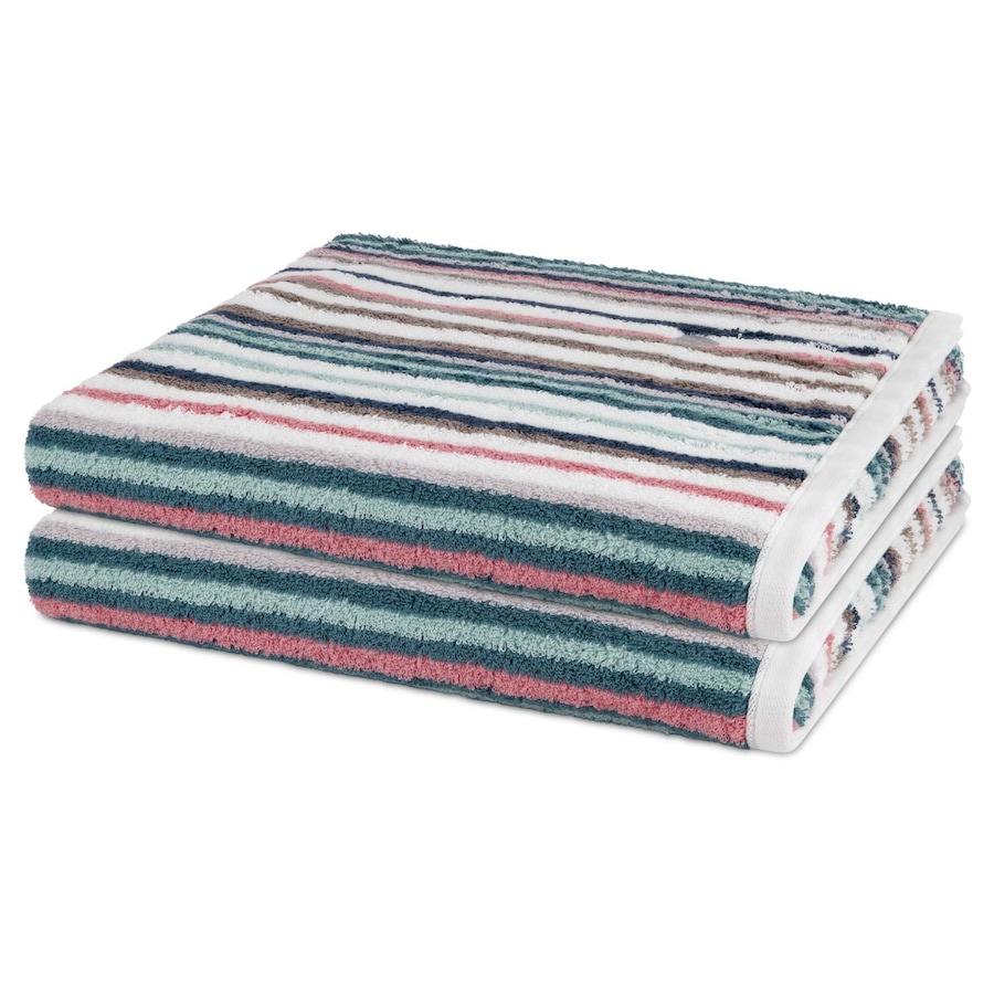 ROSS Duschtuch-Set Vita (2er Set) Dunkelgrün / blau Silber