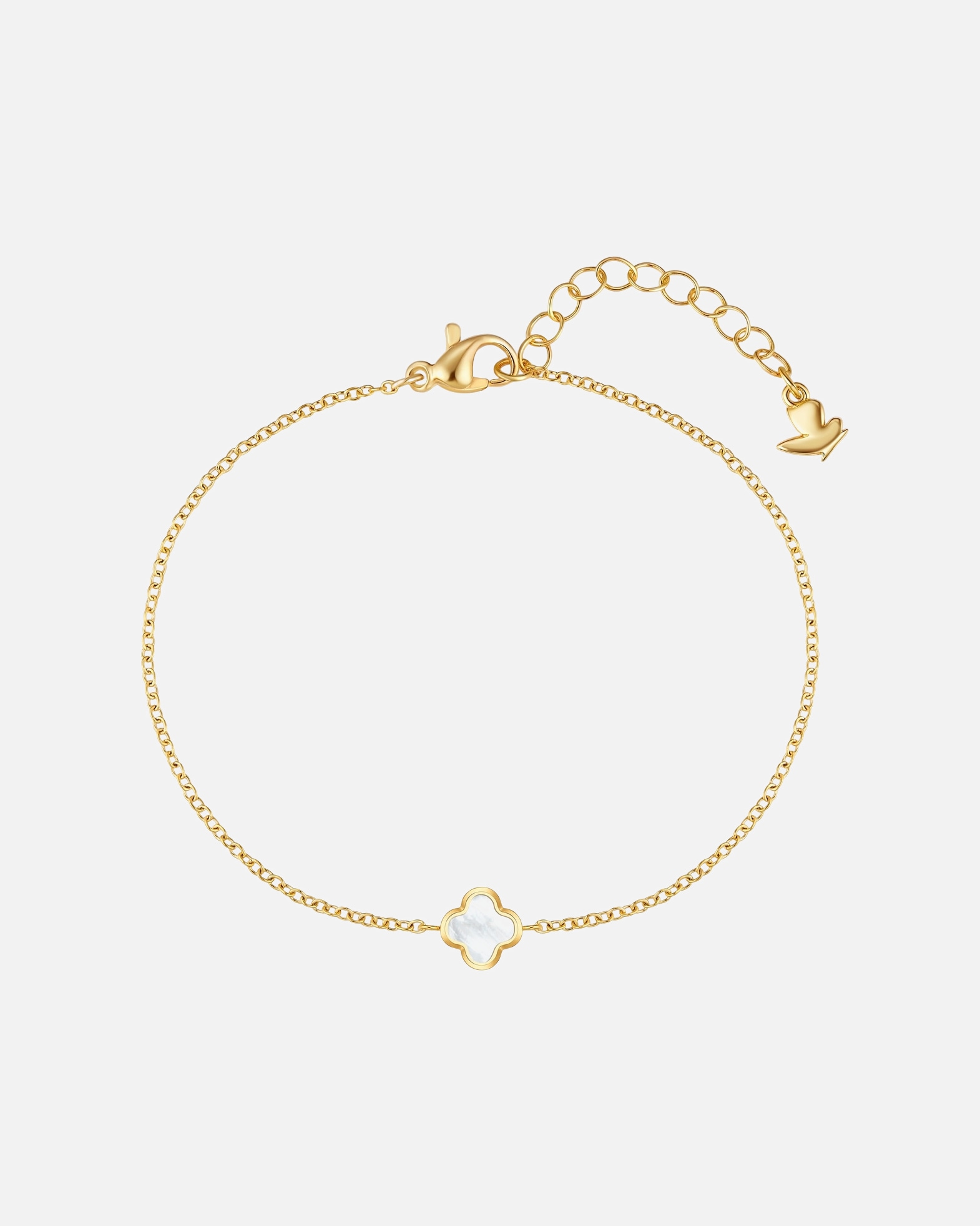 Armband für Weiblich Glanzstücke München Armband Kleeblatt aus Edelstahl in gelbgold mit Perlmutt 17,0 cm Basislänge + 3,0 cm Verlängerung