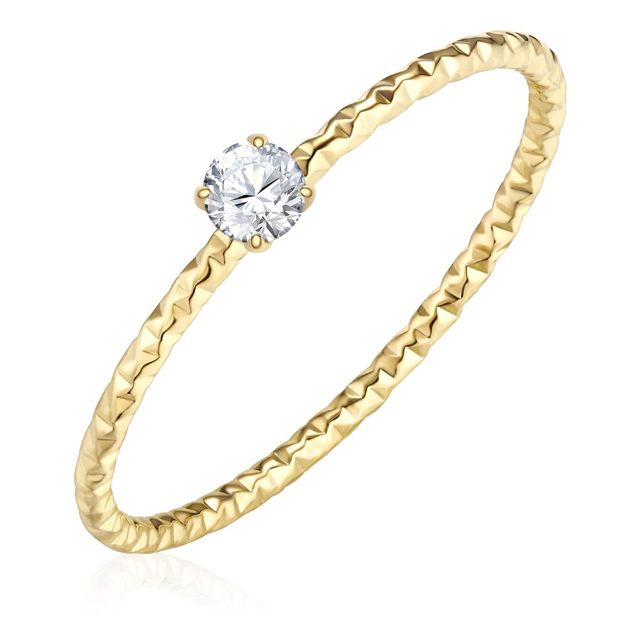 Eastside Ring aus Edelstahl in Gelbgold mit Zirkonia 58 Damen