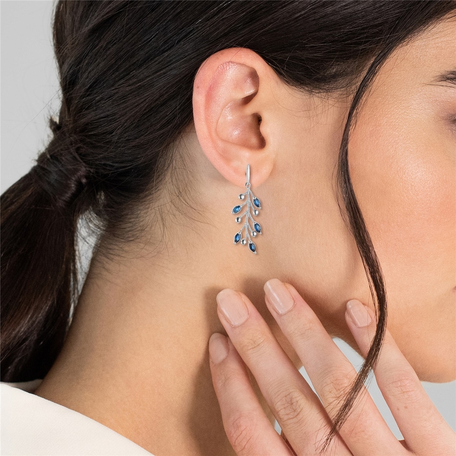 Rafaela Donata Ohrringe Floral Sterling Silber Saphir in Blue Damen