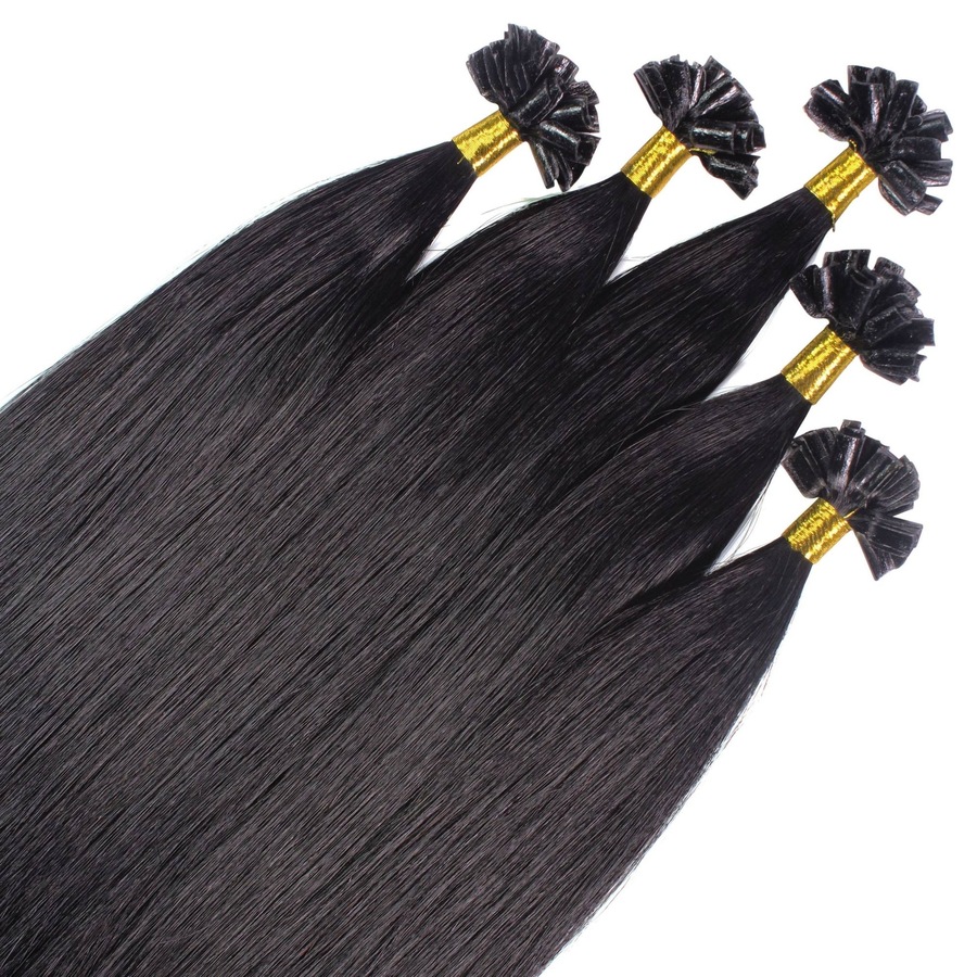 hair2heart Bonding Extensions Premium Echthaar #2/0 Schwarz 0,8g 50cm Damen