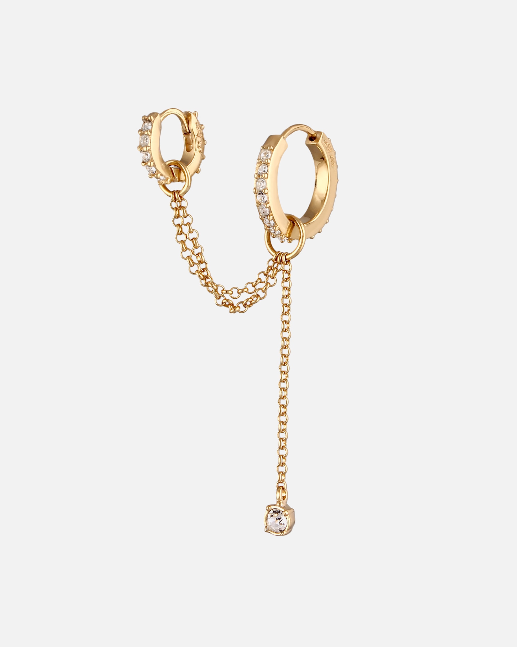 Ohrringe für Weiblich Elli Creole Single Weiß 925 Sterling Silber, mit Kristallen von Swarovski® goldfarben