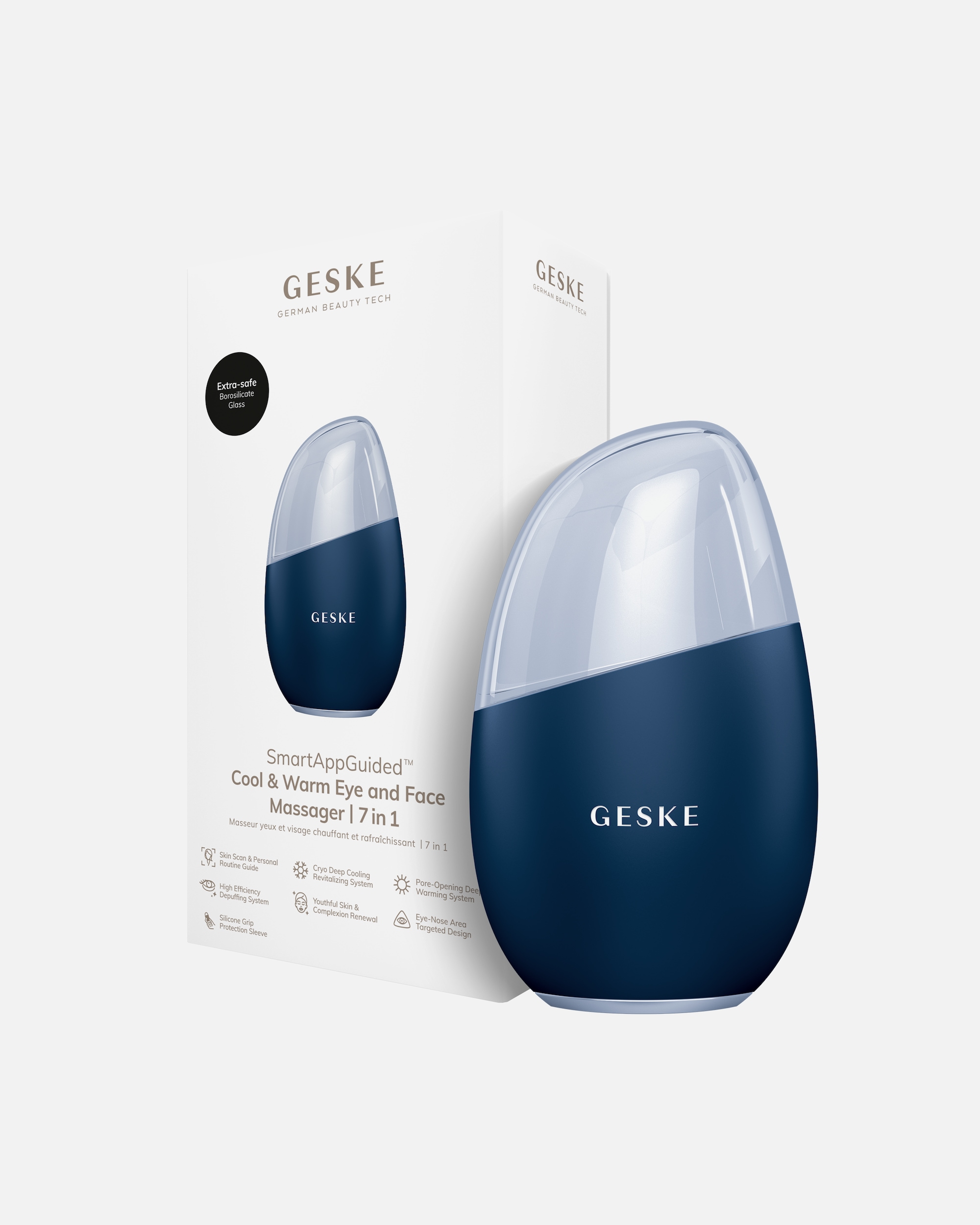 Elektrisches Gesichtsmassagegerät für Unisex GESKE GESKE SmartAppGuided™ Cool & Warm Eye & Face Massager | 7 in 1 Midnight