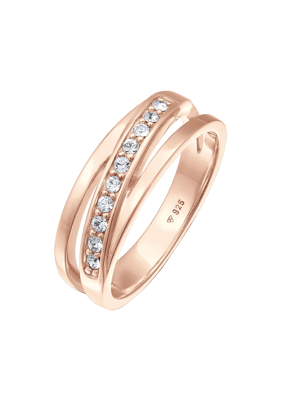 Elli Bandring Wickelring 925 Silber, mit Kristallen von Swarovski 56 Damen