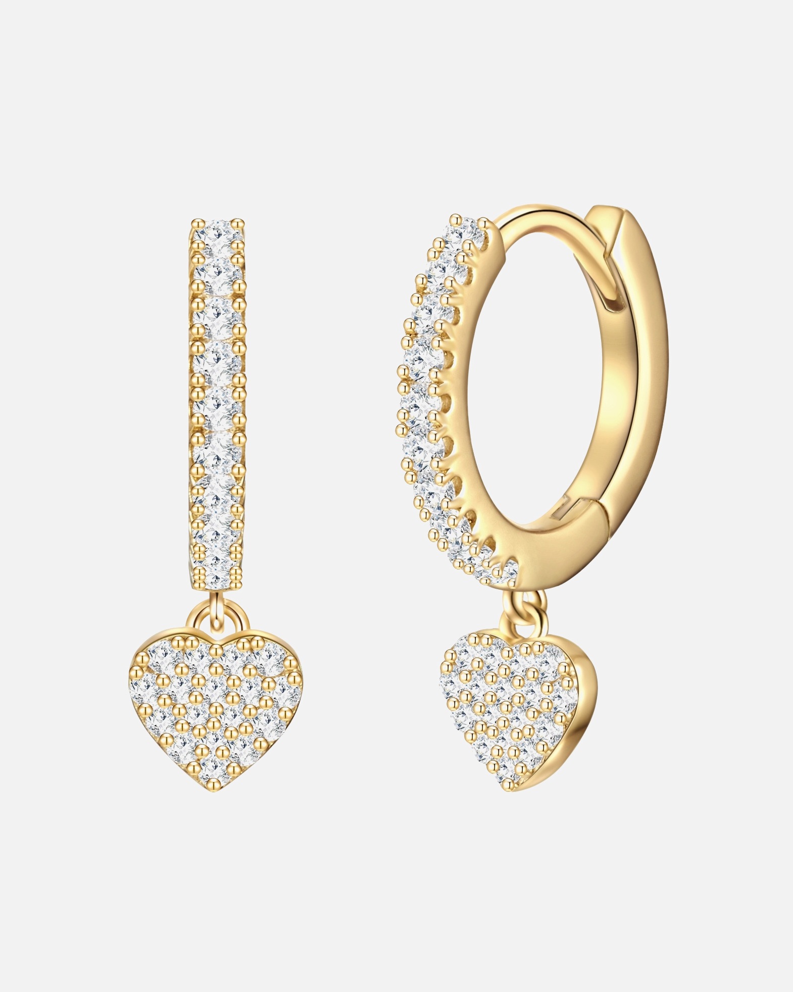 Creolen für Weiblich Glanzstücke München Creolen Herz Sterling Silber Zirkonia in Gelbgold 17,5 mm