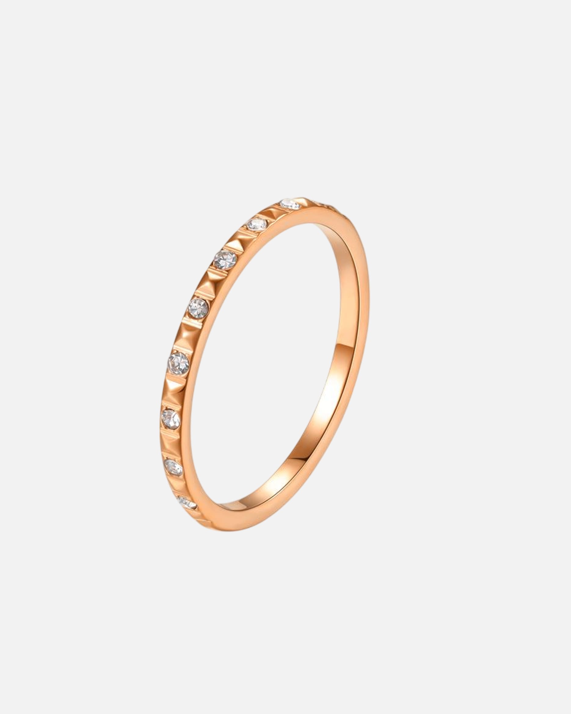 Ring für Weiblich Hey Happiness Default Brand Line Gemstone Pyramid Ring – Edelstahlring, 18 K Roségoldvergoldung 49