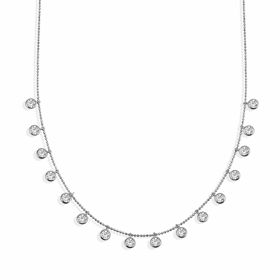 dKeniz Anhänger mit Kette 925/- Sterling Silber Zirkonia weiß 42 cm + 3cm Damen