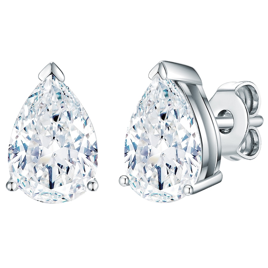 Lulu & Jane Ohrstecker Tropfen Messing verziert mit Kristallen von Swarovski in Silber 11,0 mm Damen