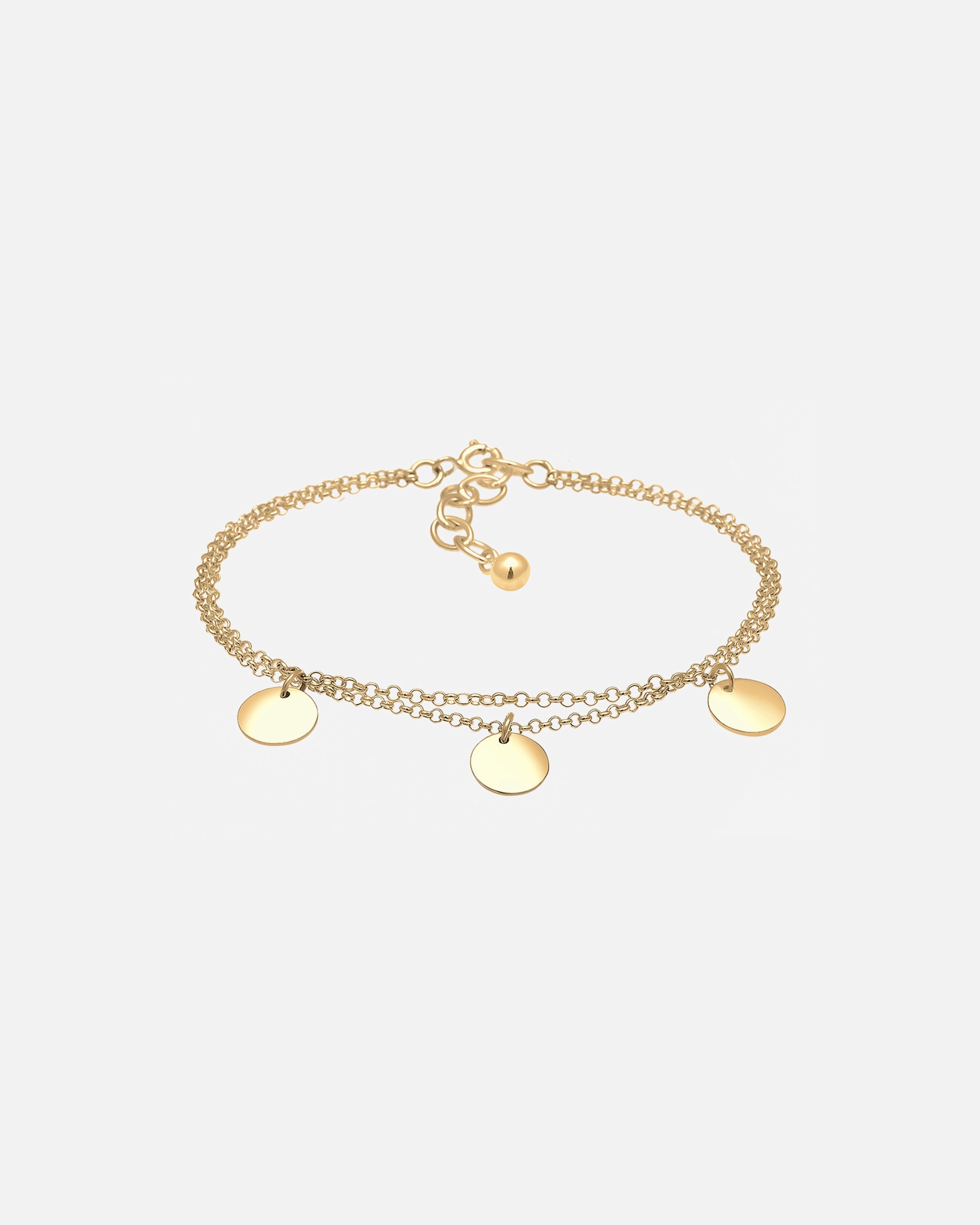 Armband für Weiblich Elli Kreis Layer Geo Plättchen 925 Sterling Silber goldfarben