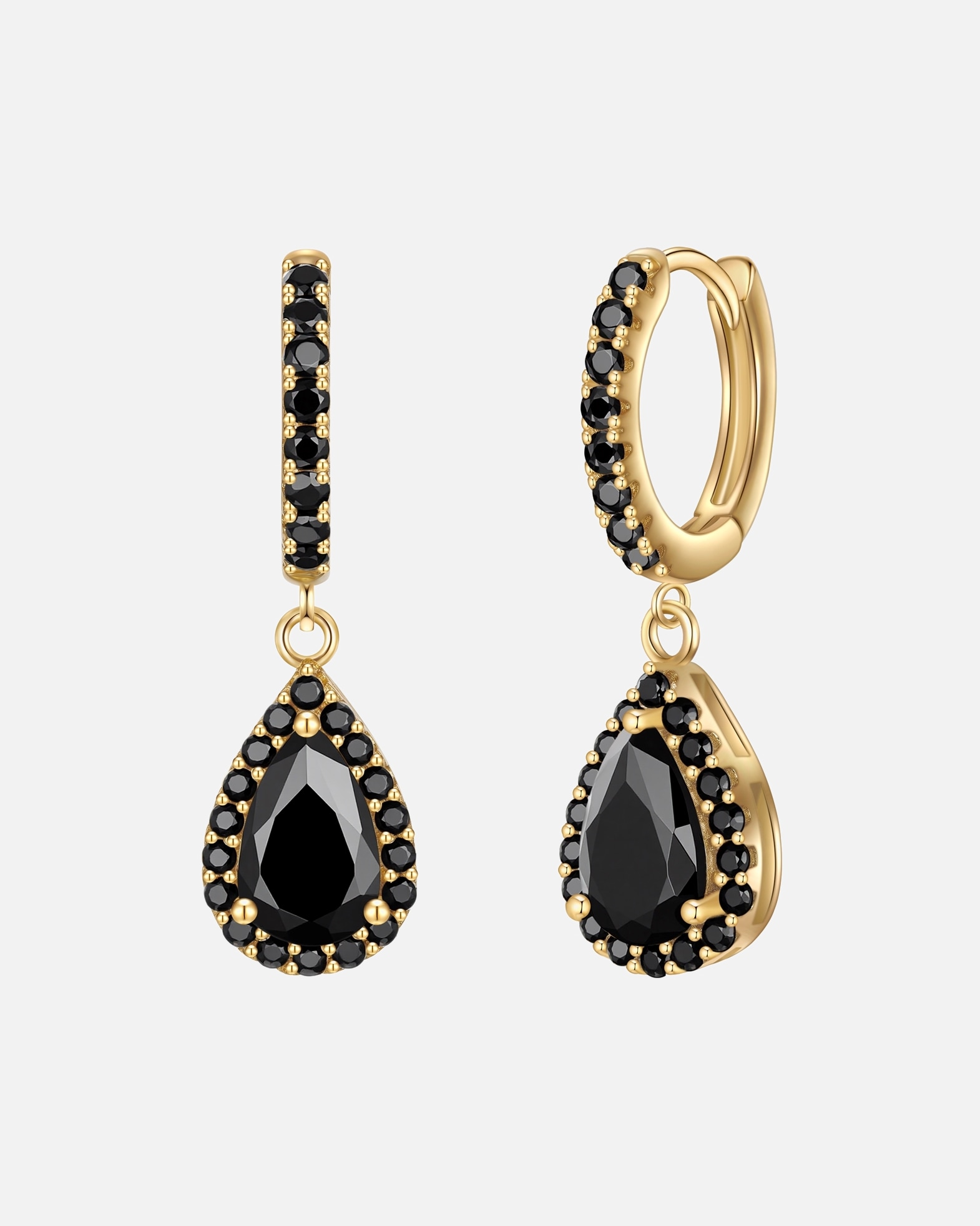 Ohrringe für Weiblich Glanzstücke München Creolen Sterling Silber gelbgold Zirkonia schwarz 26,5 mm