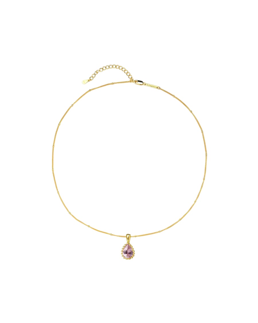 Hey Happiness Oktober Geburtsstein Halskette – 925 Sterling Silber Gold Hellbraun Damen