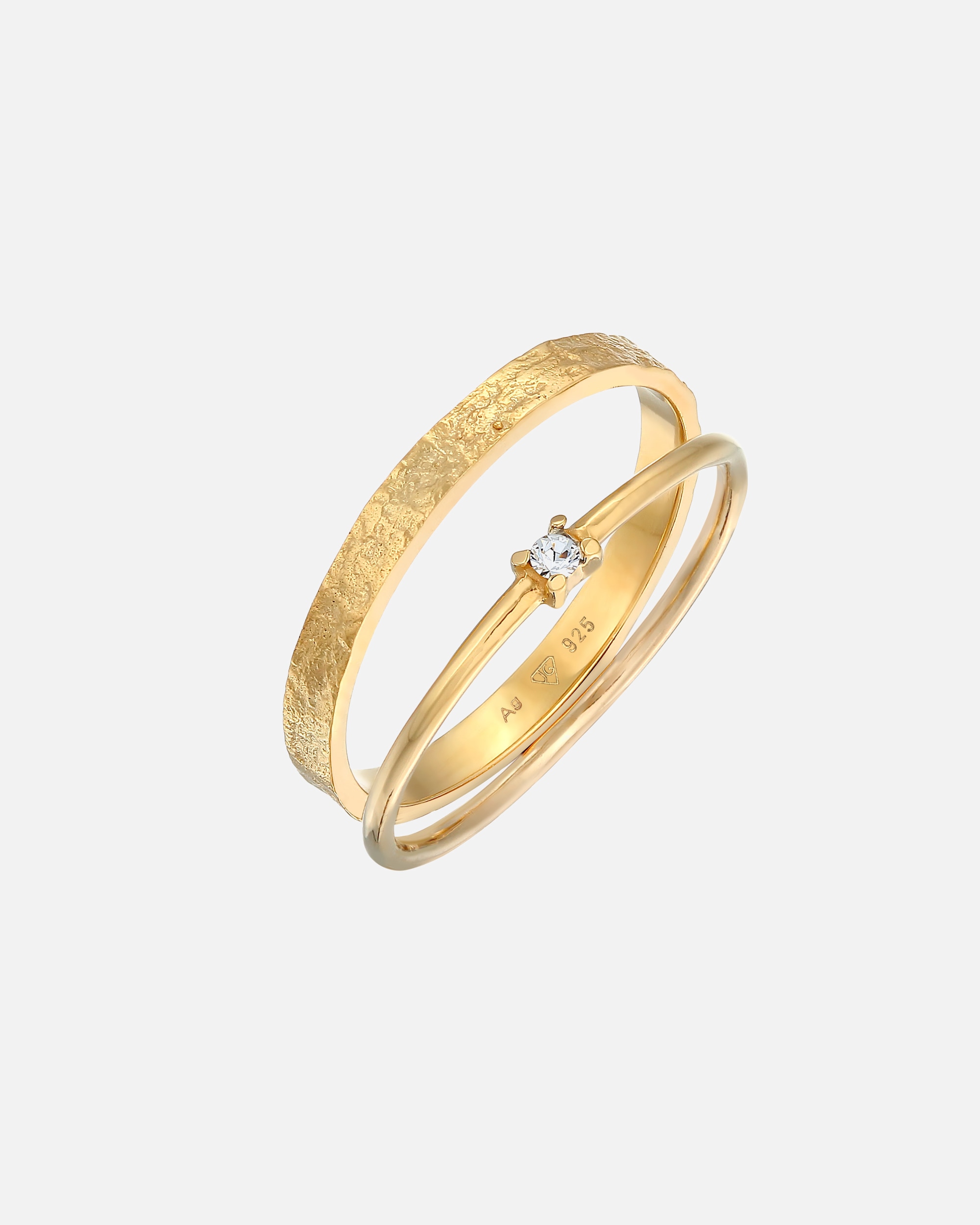 Ring für Weiblich Elli 0er Set Solitär Bandring 925 Silber, mit Kristallen von Swarovski® 52