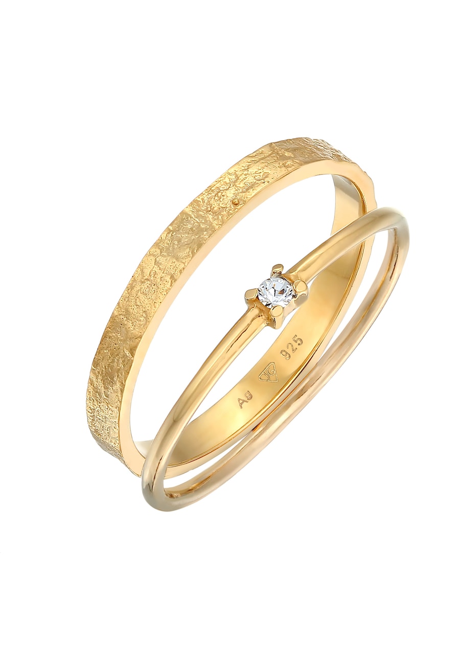 Elli 0er Set Solitär Bandring 925 Silber, mit Kristallen von Swarovski 54 Damen